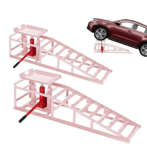 2 Pack Hydraulic Car Ramps for Oil Changes - 11,000 Lbs Capacity Heavy Duty Truck Ramps & SUV Ramps - Low Profile Car Lift with Adjustable Height 9.4" to 13.34" - Durable Steel Vehicle Service Ramps