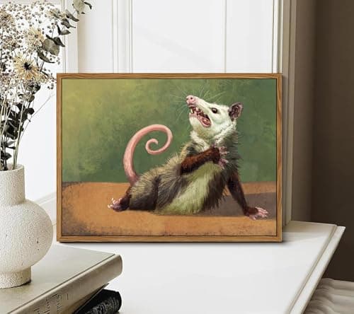 Unframed Funny Opossum Wall Art Humor Opossum Painting Picture Wall Decor Quirky Screaming Possum Animal Poster Print Artwork for Living Room Bedroom Home Office Home Decoration 12x16in — view 2