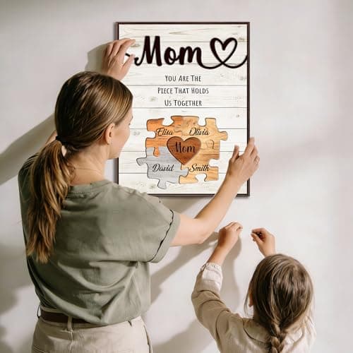 Personalized Mothers Day Idea Gifts for Mom from Daughter Son Kids Husband Custom Puzzles Sign Canvas Prints with Names for Mom Nana Grandma Customized Mother's Day Birthday Wall Art Decoration Gift — view 5