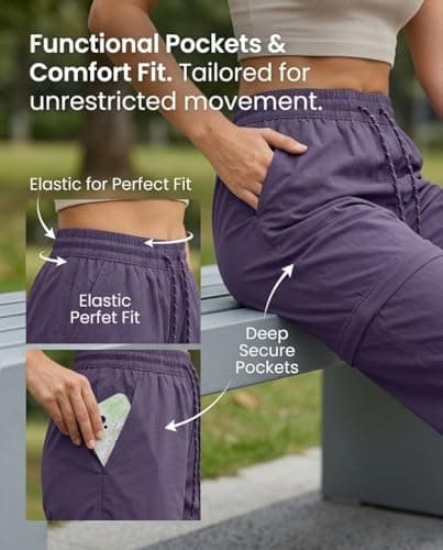 Womens Convertible Hiking Pants Zip Off,Waterproof Hiking Pants Women Lightweight Quick Dry for Camping Outdoor (Blue,X-Large) — view 5