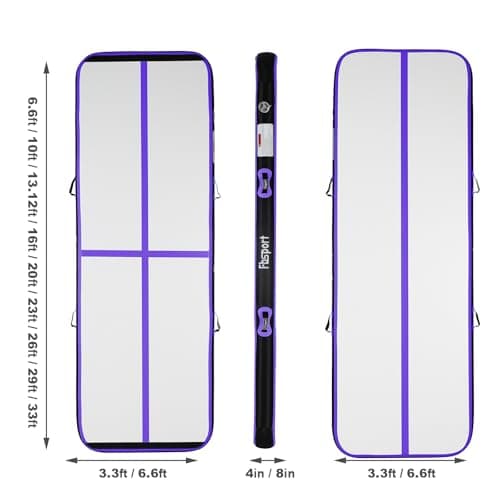 FBSPORT Inflatable Gymnastics Air Tumbling Track Mat Purple Black Length 13ft Thickness 4 inches, Air Tumble Track Mat with Electric Air Pump for Home Use Training Cheerleading Yoga Water Gym Park — view 2