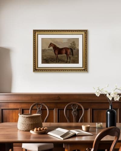 ARPEOTCY Vintage Gold Framed Horse Wall Art, Bedroom Bathroom Living Room Classic Horse Picture Wall Decor, Canvas Prints, Antique Picture Frame Rustic Paintings Home Farmhouse Decor, 11x14 Inch — view 4