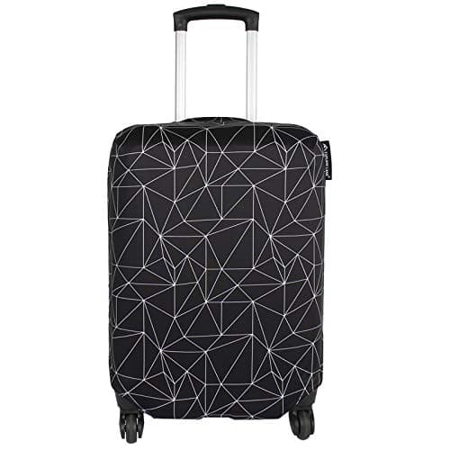 Explore Land Travel Luggage Cover Suitcase Protector Fits 27-30 Inch Luggage (Black Polygonal, L)