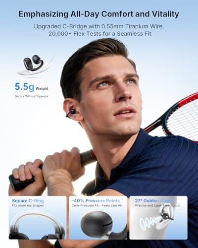 EarFun Clip 2 Open Ear Earbuds, Clip On Headphones, LDAC, Hi-Res Audio, 12mm Titanium Driver, 4 Mics AI Clear Call, AI Translation Earbuds, Secure Fit, 40H Playtime, Bluetooth 6.0 for Running, Workout