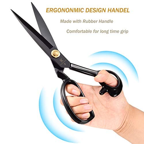 Heavy Duty Sewing Scissors for Dressmakers, Fabric Shears for Clothing and Upholstery, Craft Scissors (Black, 9 Inch) — view 4