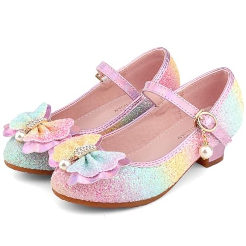 EDOSIR Girls Princess Sparkle Shoes Fancy Heels Girls Party Shoes Dress Heel for Girls Play Shoes,12 Little Kid — view 7