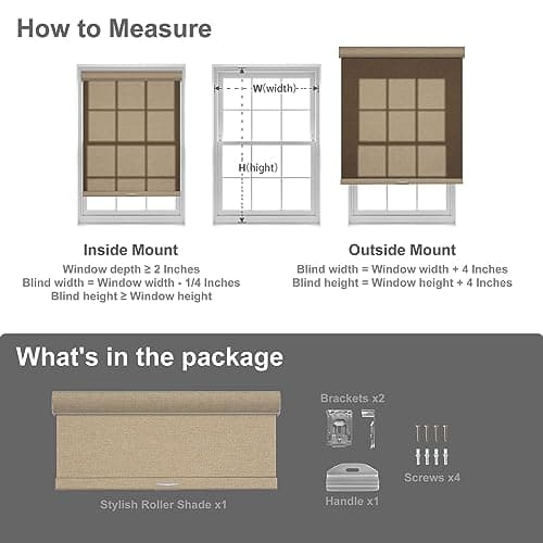 Boolegon Blackout Roller Shades for Windows,Cordless,Linen Fabric,Roller Blinds,Thermal Insulated Fabric UV Protection,Window Shades for Home,Door,Bedroom,Office,Blackout-Gray,Custom Size — view 5