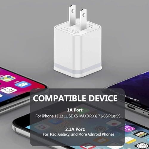USB Wall Charger, LUOATIP 3-Pack 2.1A 5V Dual Port Cube Power Adapter Plug Block Charging Box Brick for iPhone 14 13 12 11 Pro Max SE XS XR X 8 7 6 6S Plus, Galaxy, LG, Moto, Android Phones — view 5