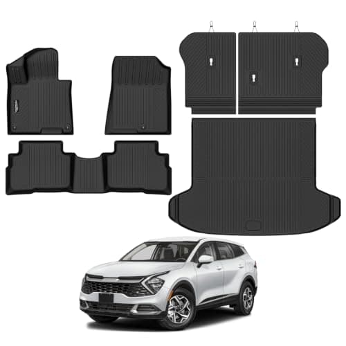 Tongama-Floor Mats for 2023-2026 Kia Sportage Hybrid (Not for Gas), All Weather TPE Floor Liners and Trunk Mat and Backrest Mats Protectors for Kia Sportage Hybrid Interior Waterproof Accessories
