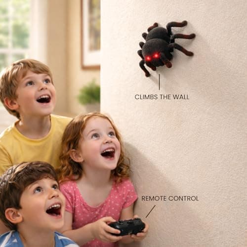 Tradeopia R/C Wall-Climbing Spider Toy, Remote Control Tarantula with LED Eyes, Floor & Wall Crawling Action, Lightweight Plush Body — view 2
