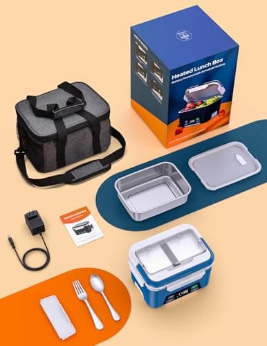 Docusvect Cordless Electric Lunch Box for Adults, Heated Lunch Box Battery Powered with Automatic Heating, 1.3L Portable Food Warmer with Removable Tray Divider — view 4