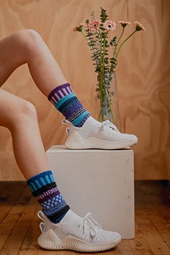 Solmate Socks - Mismatched Crew Socks; Made in USA; Raspberry Small — view 4
