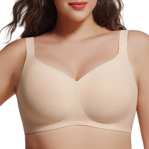 UIMERO 2026 Womens Wireless Bra Seamless Jelly Bras Full Coverage Push Up Supportive Comfortable No Underwire Tshirt Bras Nude