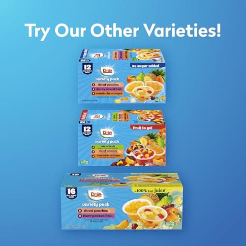 Dole Diced Peaches, Mandarin Oranges, and Cherry Mixed Fruit with No Sugar Added Variety Pack - Dole Fruit Bowls Snacks - 4 oz Bowls - 12 Pack — view 5