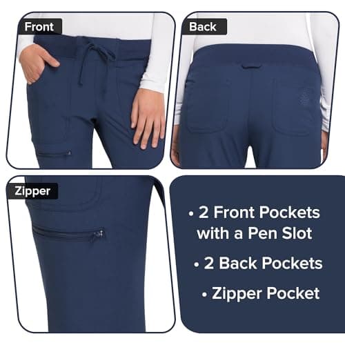 HeartSoul Jogger Scrub Pants for Women, Break On Through Stretch Fabric HS030, Navy, Medium — view 4