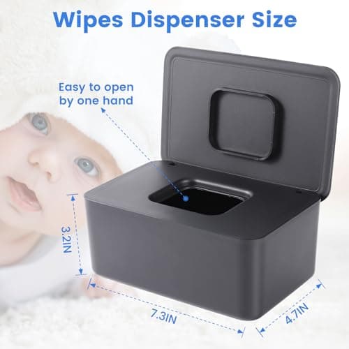 Lijroavy Baby Wipes Dispenser & Wipes Holder - Non-Slip Refillable Baby Wipes Container with Sealing Lid, Keeps Wipes Fresh, Portable Wipes Case for Travel & Home (Black) — view 5