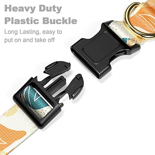 Rnivvi Dog Collar, Personalized Adjustable Dog Collar for Large Dogs, Cute Boho Puppy Collar for Boy and Girl Dogs, Soft Pet Collars with Quick Release Buckle for Walking Running, Abstract Leaves — view 3