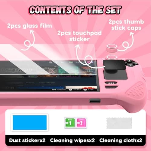 IINE Protective Case for Steam Desk OLED, Steamdesk OLED Silicone Cover Case, 9-in-1 Protective Silicone Shell with Anti-Scratch Cover Protector, Game Accessories Set,Pink — view 4