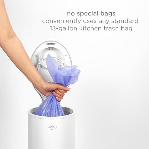 Ubbi Steel Diaper Pail, Odor Locking, No Special Bag Required, Award-Winning, Registry Must-Have, White — view 4