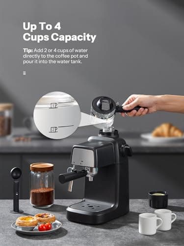 Reemix Espresso Machine 3.5 Bar, 800W Compact Size Coffee Maker with Steam Wand, 4 Cups Cappuccino & Latte Machine for Home and Office — view 2