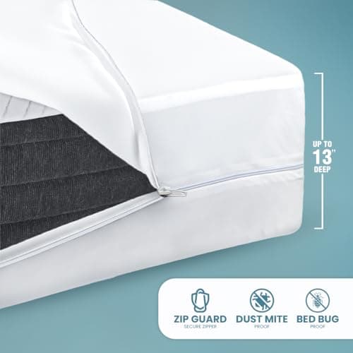Utopia Bedding Mattress Protector Zippered Full XL Size, 100% Waterproof Bed Bug and Dust Mite Proof Mattress Encasement, Absorbent 6 Sided Mattress Cover — view 8