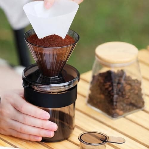 3 in 1 Pour Over Coffee Maker, Travel Coffee Cup with Scale, 14.5 fl oz / 450 ml, Portable Hand Drip Coffee Filter in Cup, Compact Space Saving Design for Camping, Hiking, Home Use — view 2