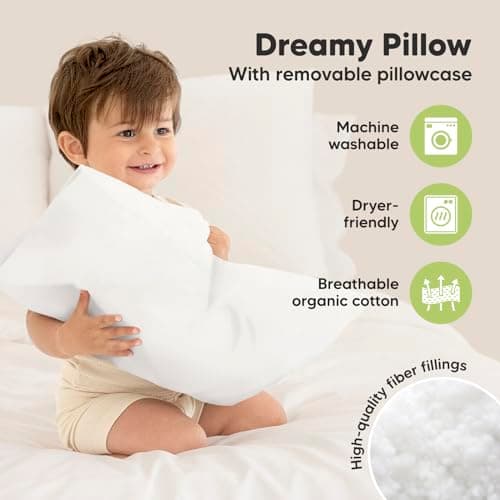 Toddler Pillow with Pillowcase, 13x18 My Little Dreamy Pillow (Soft White) — view 3