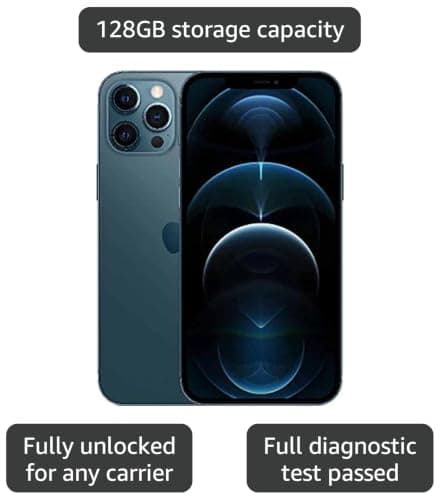 Apple iPhone 12 Pro Max, 128GB, Pacific Blue - Fully Unlocked (Renewed) — view 2