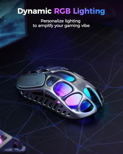 GravaStar Mercury X Pro Wireless Gaming Mouse, Come with 8K Dongle – 32,000 DPI PAW 3950 Sensor, 8,000Hz Polling Rate, Only 49g, Magnesium Alloy Hollow Frame, RGB Lighting, 5 Programmable Buttons — view 4