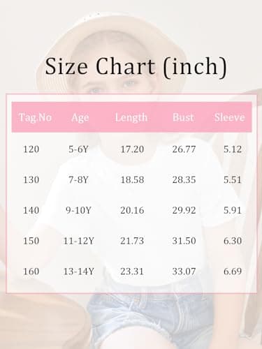 Haloumoning Girls Short Sleeve T Shirts Kids Summer Tops Crewneck Tees 5-14 Years, Black, 7-8 Years — view 6