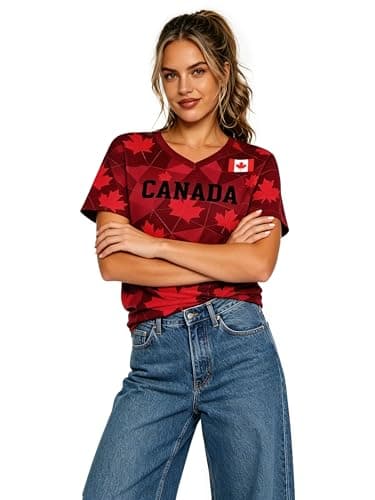 MEESHEEP Canada Shirt Women 2026 World Soccer Fans T-Shirts Football Jersey Canadian National Day Tees — view 3
