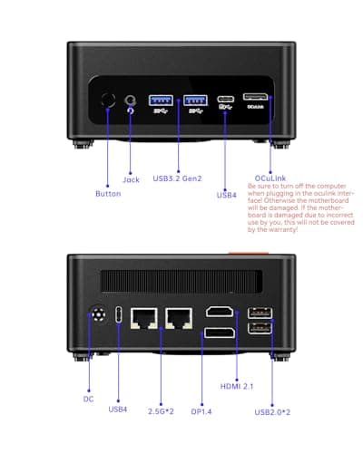 AOOSTAR GEM12 MAX Mini PC Ryzen 7 8745HS (8C/16T up to 5.1GHz), Support OpenClaw 24GB DDR5 1TB PCIe4.0, Radeon 780M Graphics Gaming Computers, with OCuLink Dual USB4, HDMI/Dual 2.5G LAN/ BT5.2/WIFl6 — view 5