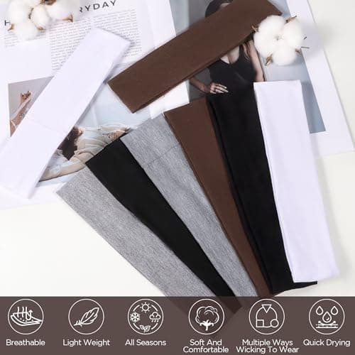 Ztomine Headbands for Women, 8pcs Stretchy Non Slip Soft Cotton Cloth Hair Bands for Sports, Workout, Yoga and Running — view 3