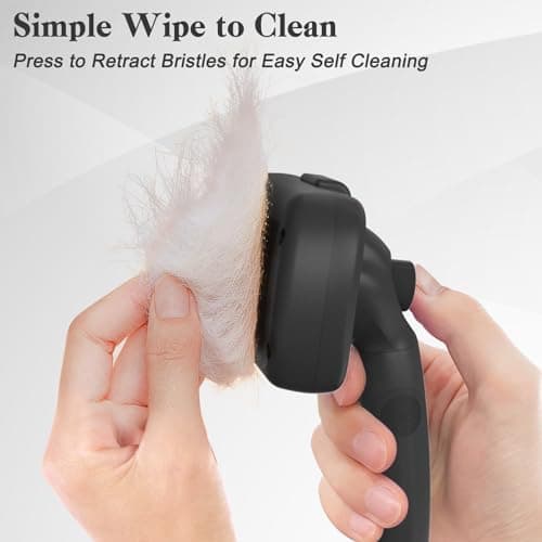 Swihauk Self Cleaning Slicker Brush for Dogs & Cats - Skin Friendly Deshedding and Grooming Brush for Haired Pets, Pet Supplies Accessory, Black — view 2