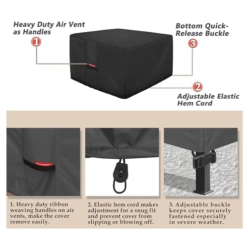 Porch Shield Fire Pit Cover - Waterproof 600D Heavy Duty Square Patio Fire Pit Table Cover Black - 36 x 36 inch — view 4