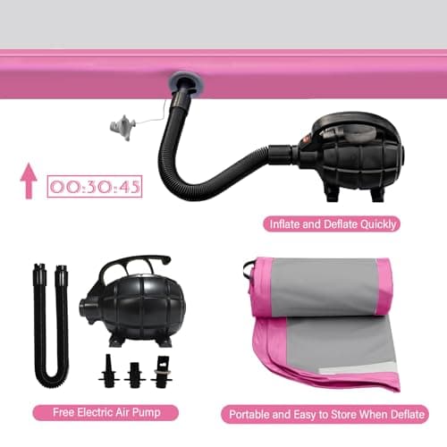 AKSPORT 10ft 13ft 16ft 20ft Air Track Tumbling Mat for Gymnastics Inflatable Airtrack Floor Mats with Electric Air Pump for Home Use Cheerleading Training (Light Pink, 10x3.28x0.33ft) — view 2
