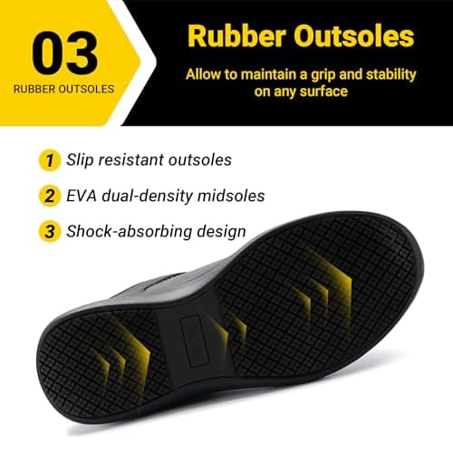 FitVille Men's Extra Wide Safety Work Shoes Protective Composite Toe Shoes Slip Resistant for Food Service All-Day Standing - Low Top SteelCore (11.5 Wide, Black) — view 4