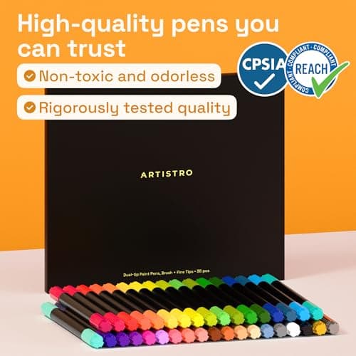 ARTISTRO 36 Acrylic Paint Markers - Paint Pens for Drawing - For Fabric, Rock, Glass, Wood, Molds - Arts & Crafts Gift for Adults, Teens, Kids, Classroom Must Haves & School Supplies — view 7