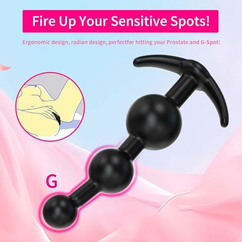 Aitomavalee 2PCS Silicone Anal Beads & Butt Plug Training Kit, Flexible Different Size Anal Balls, Prostate Massage Anus Dilator Dildo Adult Toys for Men Women Couples — view 2