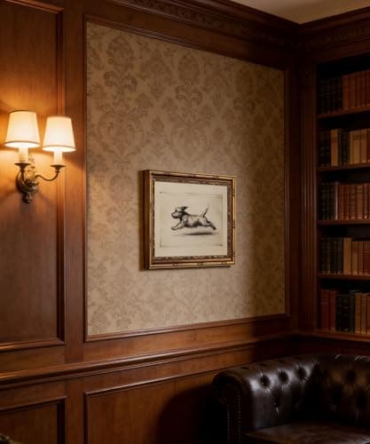 Vintage Gold Framed Wall Art Antique Terrier Sketch Wall Art Running Dog Wall Decor Picture Classic Minimalist Line Dog Poster Print for Living Room Bedroom 9x11in — view 4