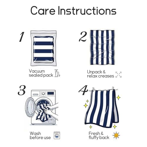 Ouxiaobai Cotton Oversized Beach Towel - 180 x 90 CM Striped Pool Towel, Soft Velour Cabana Swim Towel — view 5