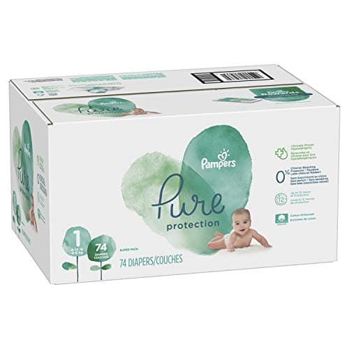 Pampers Diapers Newborn/Size 1 (8-14 lb), Pure Protection Disposable Baby Diapers, Hypoallergenic and Unscented Protection, Super Pack (Old Version), Size 1, 74 Count — view 4