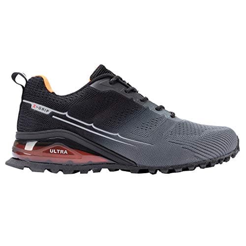Kricely Men's Trail Running Shoes Fashion Hiking Sneakers for Men Tennis Cross Training Shoe Gray Non-Slip Walking Footwear Size 10