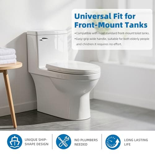 Universal Front Mount Toilet Handle Replacement Kit Compatible with Kohler/Mansfield/American Standard/Gerber Toilets, Toilet Tank Flush Lever with Stainless Steel Chain, Easy Grip Wide Handle, Chrome — view 2