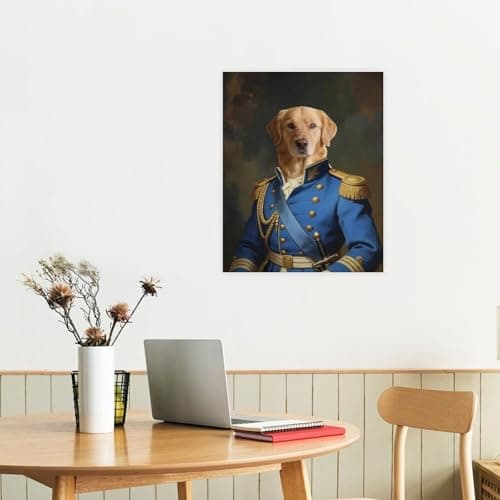 Personalized Naval Officer Pet Portrait from Photo Custom Renaissance Style Military Commander Dog Canvas Art Print, Wall Art for Home Decor, Living Room, Bedroom & Home Office Gifts for Pet Lovers — view 6