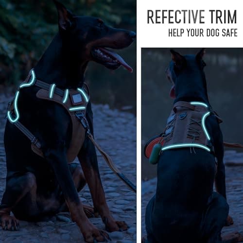 DNALLRINO Tactical Dog Harness for Medium Large Breeds, No Pull Dog Harness with ID Card, Reflective Dog Harness with Molle, Easy Control Adjustable Dog Vest for Walking Hiking Training with Handle — view 3