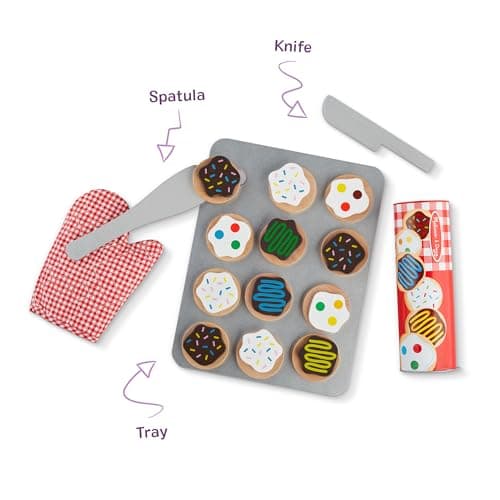 Melissa & Doug Slice & Bake Cookie Set with Wooden Play Food, Colorful Toppings & Play Kitchen Accessories, Preschool Learning Toys for Girls & Boys 3+ — view 5