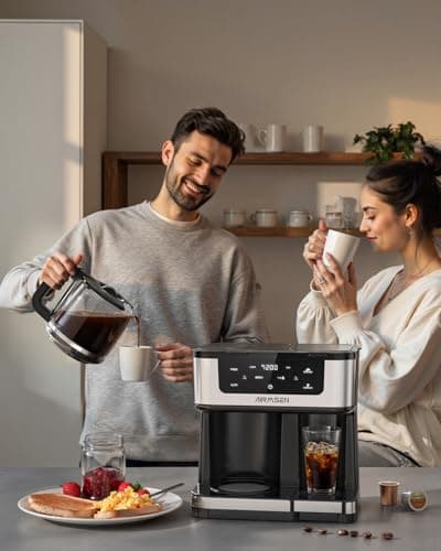 AIRMSEN 12-Cup Programmable Dual Coffee Maker – Single Serve Machine for K-Cup Pods & Ground, 1000W Fast Brew, Delay Start, 2H Keep Warm, Touchscreen, 60oz Tank, Glass Carafe – Home & Office — view 7