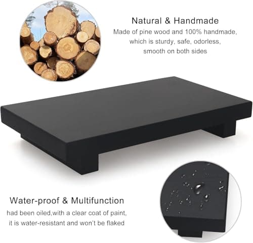 Wood Riser, Small Wooden Soap for Decor, Wood Tray for Vanity, Counter, Sink, Brown, Kitchen Counter (black) — view 3