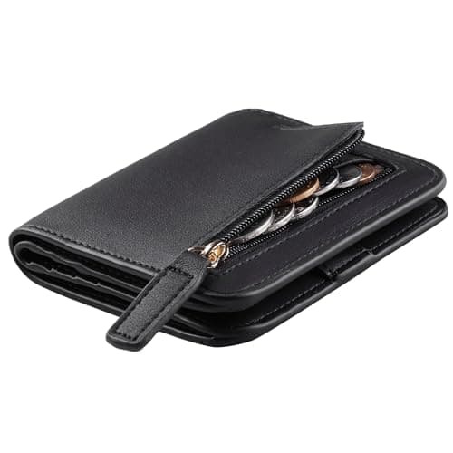 Toughergun Women’s Small Slim Leather Wallet with RFID Protection, Compact Bifold Mini Purse with Clear ID Window